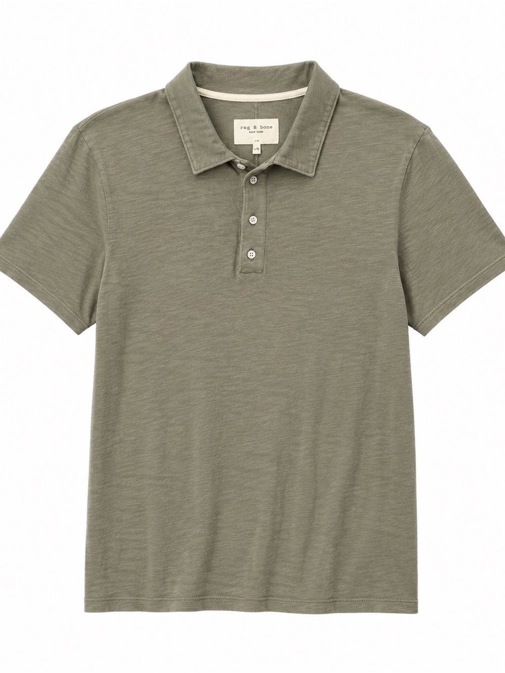 Rag & Bone Olive Gray Cotton Slub Knit Polo Shirt Size Large